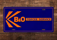 Baltimore & Ohio (B&O) TOFCEE Service License Plate