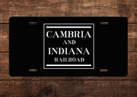 Cambria & Indiana Railroad License Plate