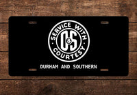 Durham & Southern (D&S) Railway License Plate