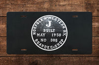 Norfolk & Western (N&W) Class J 611 Builder's Plate License Plate