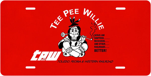 TP&W "Tee Pee Willie Logo License Plate
