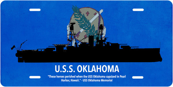 USS Oklahoma OK Flag License Plate