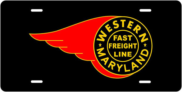 Western Maryland (WM) - Fast Freight Fireball Logo - License Plate